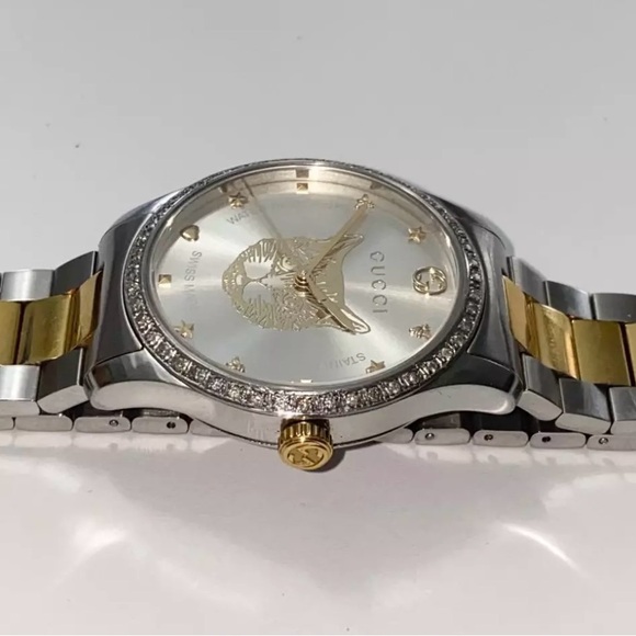 Gucci G-Timeless mystic cat two tone diamond bezel 38mm - Picture 10 of 16